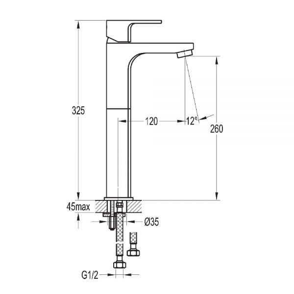 Flova Smart Chrome Tall Mono Basin Mixer Tap with Clicker Waste #2