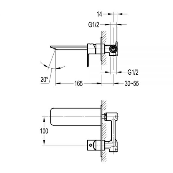 Flova Spring Chrome Wall Mounted Basin Mixer Tap #2
