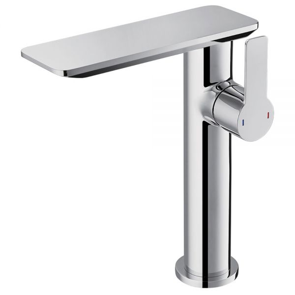 Flova Spring Chrome Tall Mono Basin Mixer Tap with Clicker Waste