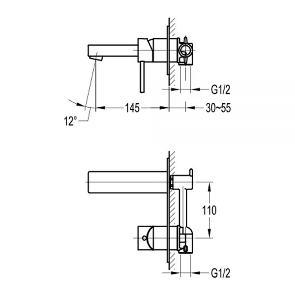 Flova Str8 Chrome Wall Mounted Basin Mixer Tap #2