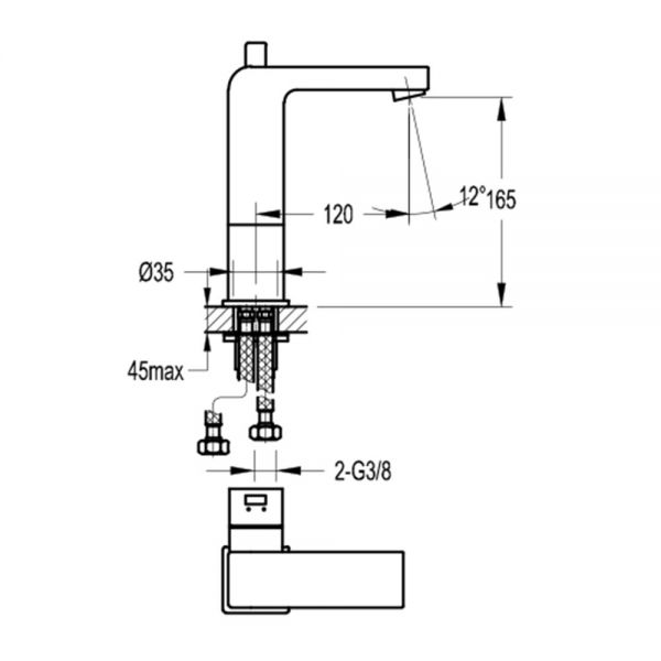 Flova Str8 Chrome Mono Basin Mixer Tap with Clicker Waste #2