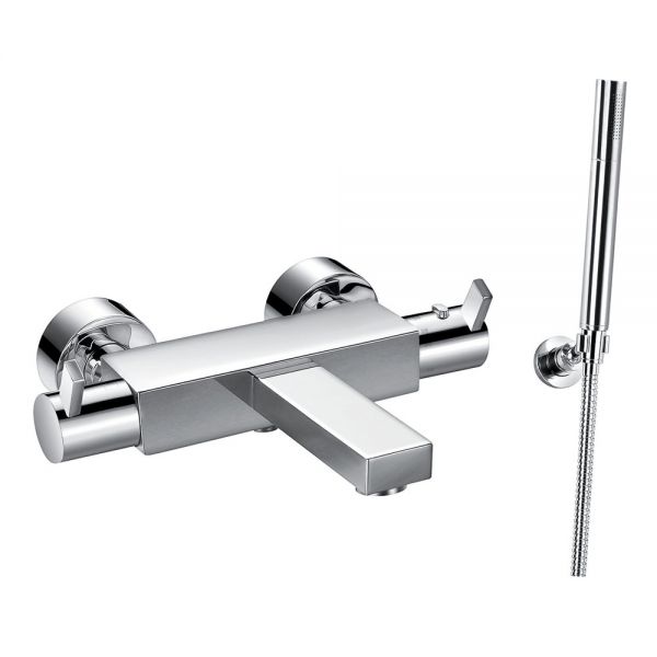 Flova Str8 Chrome Wall Mounted Thermostatic Bath Shower Mixer Tap