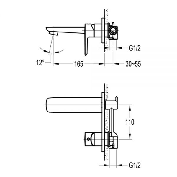 Flova Urban Chrome Wall Mounted Basin Mixer Tap #2