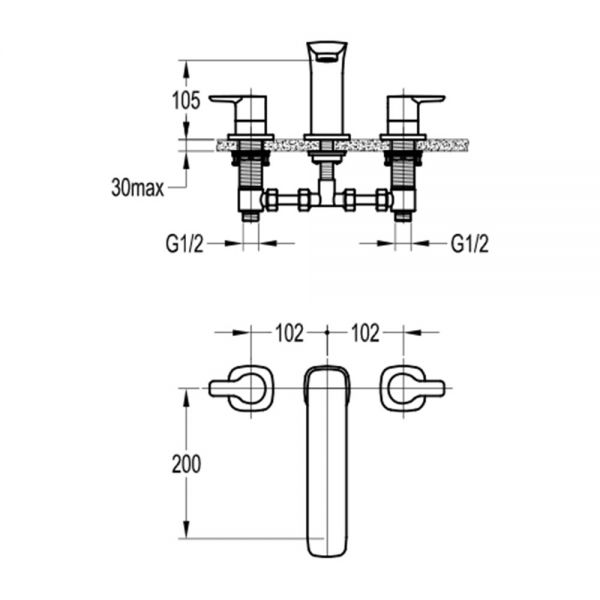Flova Urban Chrome 3 Hole Bath Filler Tap #2