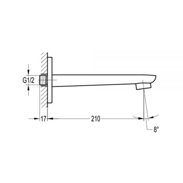 Flova Urban Chrome Wall Mounted Bath Spout #2