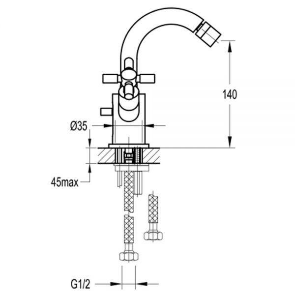 Flova XL Chrome Bidet Mixer Tap with Clicker Waste #2