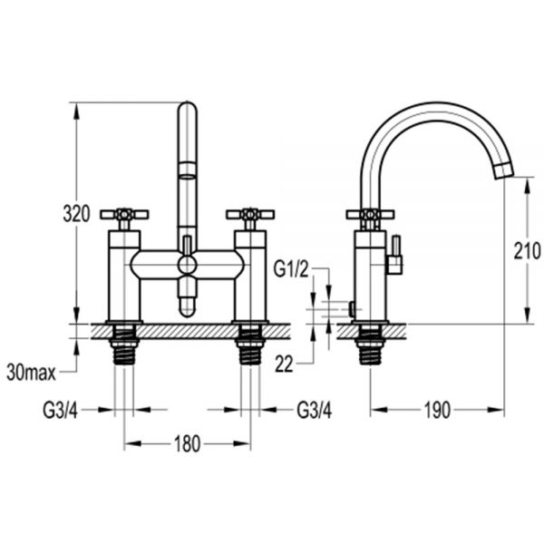 Flova XL Chrome Bath Shower Mixer Tap #2