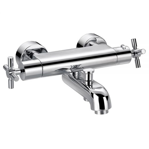 Flova XL Chrome Wall Mounted Thermostatic Bath Shower Mixer Tap