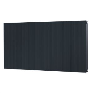 Riviera Grooved Aluminium Flat Tube 600 x 1124 Anthracite Double Panel Designer Radiator