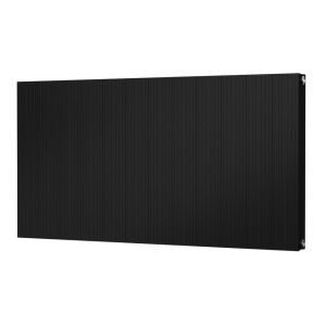 Riviera Grooved Aluminium Flat Tube 600 x 1124 Black Double Panel Designer Radiator