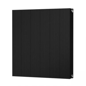 Riviera Grooved Aluminium Flat Tube 600 x 560 Black Double Panel Designer Radiator