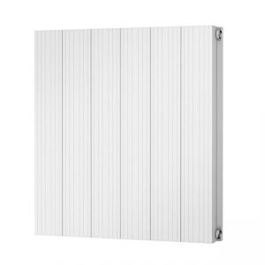 Riviera Grooved Aluminium Flat Tube 600 x 560 White Double Panel Designer Radiator