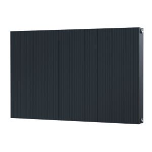 Riviera Grooved Aluminium Flat Tube 600 x 936 Anthracite Double Panel Designer Radiator