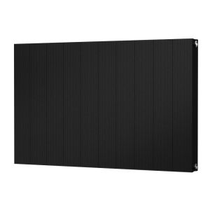 Riviera Grooved Aluminium Flat Tube 600 x 936 Black Double Panel Designer Radiator