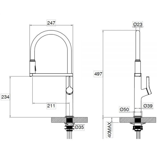 Clearwater Galex Matt Black Pull Out Sensor Kitchen Sink Mixer Tap #2