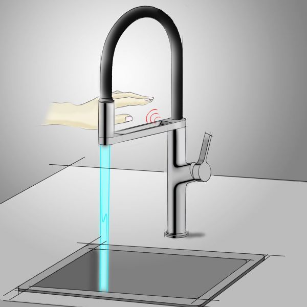 Clearwater Galex Matt Black Pull Out Sensor Kitchen Sink Mixer Tap #3