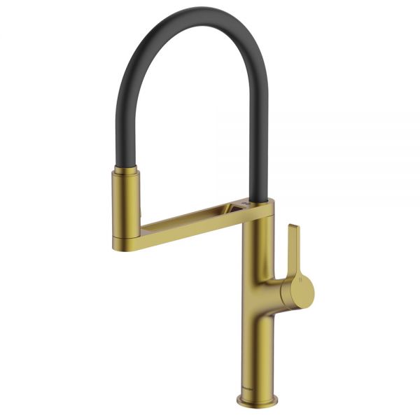 Clearwater Galex Brushed Brass Pull Out Sensor Kitchen Sink Mixer Tap