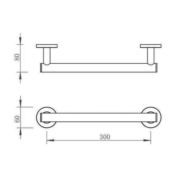 JTP Brushed Brass Straight Grab Rail 300mm #2