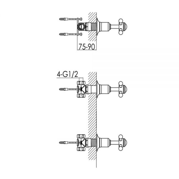JTP Grosvenor Cross Chrome Wall Mounted Valves with Black Indices #2