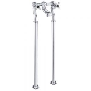 JTP Grosvenor Cross Chrome Floor Standing Bath Filler Tap with Black Indices