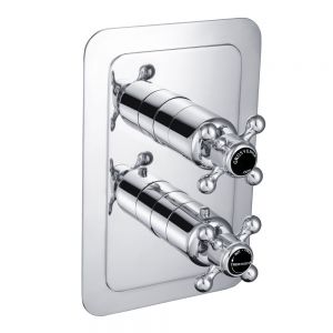 JTP Grosvenor Cross Chrome Single Outlet Thermostatic Shower Valve with Black Indices