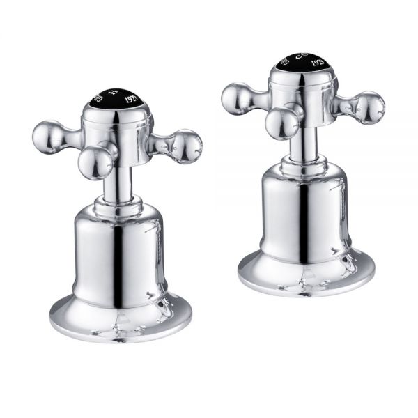 JTP Grosvenor Cross Chrome Deck Mounted Panel Valves with Black Indices