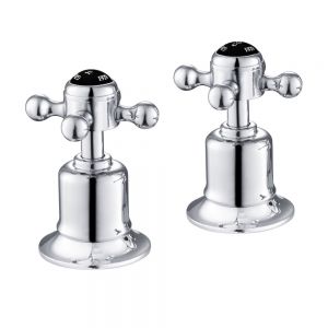 JTP Grosvenor Cross Chrome Deck Mounted Panel Valves with Black Indices