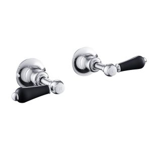 JTP Grosvenor Lever Chrome Wall Mounted Valves with Black Levers