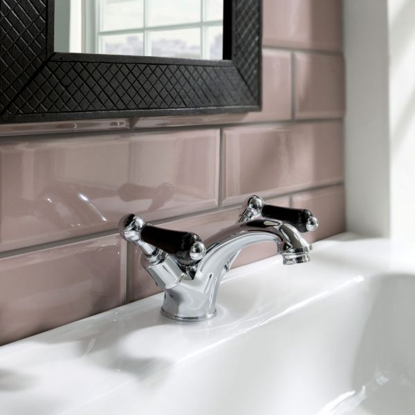 JTP Grosvenor Lever Chrome Basin Mixer Tap with Pop Up Waste and Black Lever #3