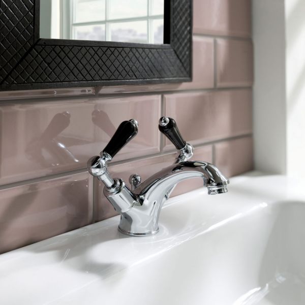 JTP Grosvenor Lever Chrome Basin Mixer Tap with Pop Up Waste and Black Lever #4
