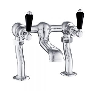 JTP Grosvenor Lever Chrome Deck Mounted Bath Filler Tap with Black Lever