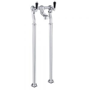JTP Grosvenor Lever Chrome Floor Standing Bath Filler Tap with Black Lever