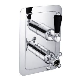 JTP Grosvenor Lever Chrome Single Outlet Thermostatic Shower Valve with Black Lever