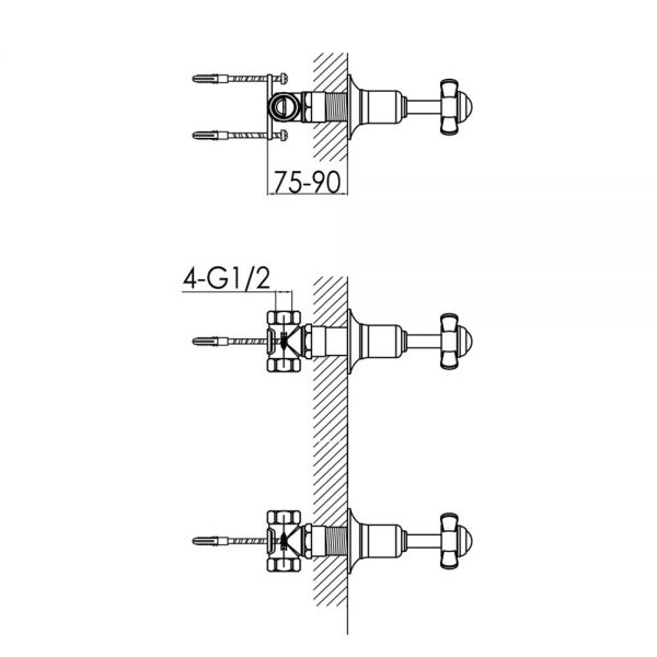 JTP Grosvenor Pinch Chrome Wall Mounted Valves with Black Indices #2