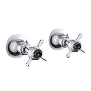 JTP Grosvenor Pinch Chrome Wall Mounted Valves with Black Indices