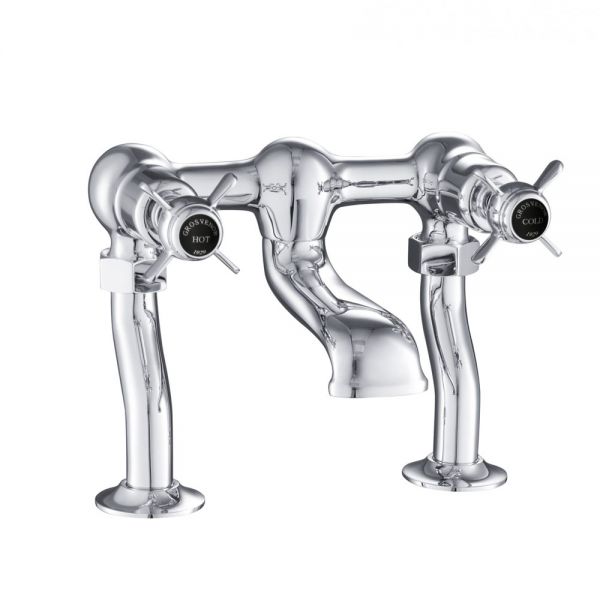 JTP Grosvenor Pinch Chrome Deck Mounted Bath Filler Tap with Black Indices