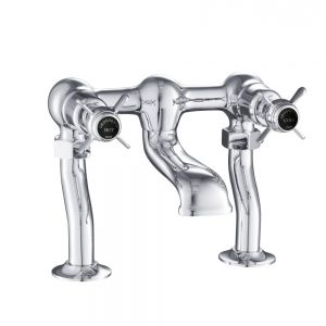 JTP Grosvenor Pinch Chrome Deck Mounted Bath Filler Tap with Black Indices