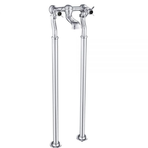 JTP Grosvenor Pinch Chrome Floor Standing Bath Filler Tap with Black Indices