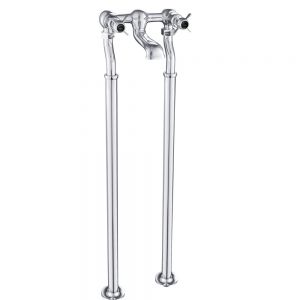 JTP Grosvenor Pinch Chrome Floor Standing Bath Filler Tap with Black Indices