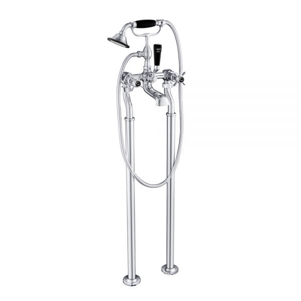 JTP Grosvenor Pinch Chrome Floor Standing Bath Shower Mixer Tap with Black Indices