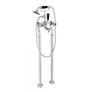 JTP Grosvenor Pinch Chrome Floor Standing Bath Shower Mixer Tap with Black Indices