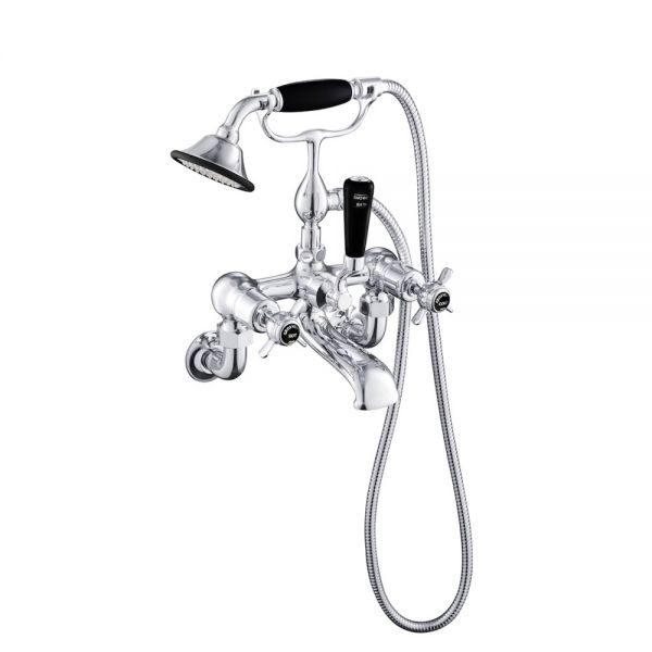 JTP Grosvenor Pinch Chrome Wall Mounted Bath Shower Mixer Tap with Black Indices