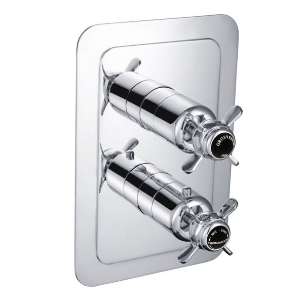JTP Grosvenor Pinch Chrome Single Outlet Thermostatic Shower Valve with Black Indices