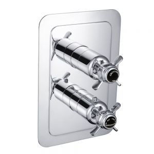 JTP Grosvenor Pinch Chrome Two Outlet Thermostatic Shower Valve with Black Indices
