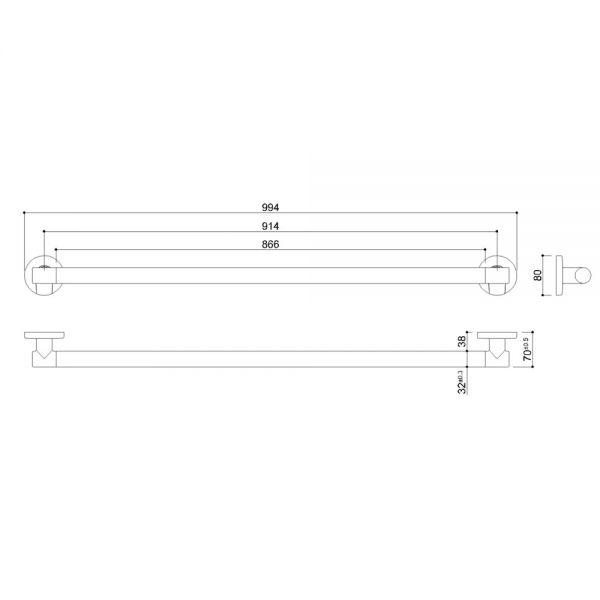 JTP Sand Straight Grab Rail 1000mm #2