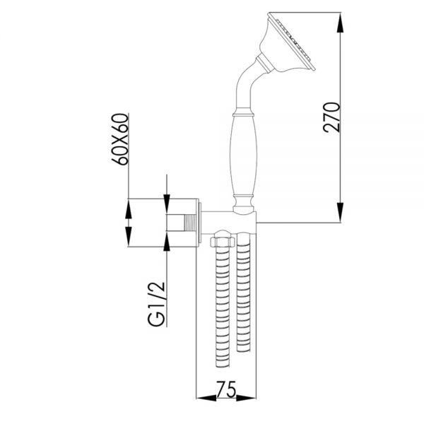 JTP Grosvenor Chrome Square Shower Kit with Wall Outlet, Handset and Hose with Black Indices #2
