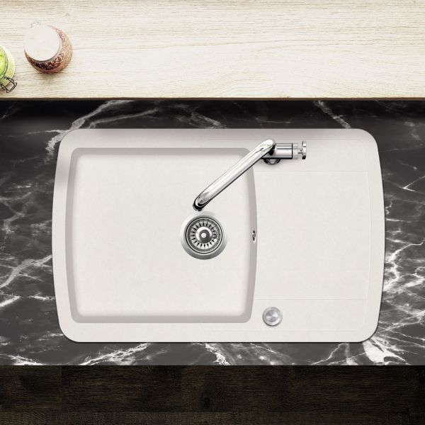 Clearwater Gemini 1 Bowl Inset Blizzard Granite Kitchen Sink with Drainer 780 x 500 #2