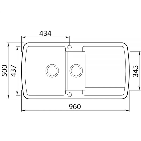 Clearwater Gemini 1.5 One and a Half Bowl Inset Jet Granite Kitchen