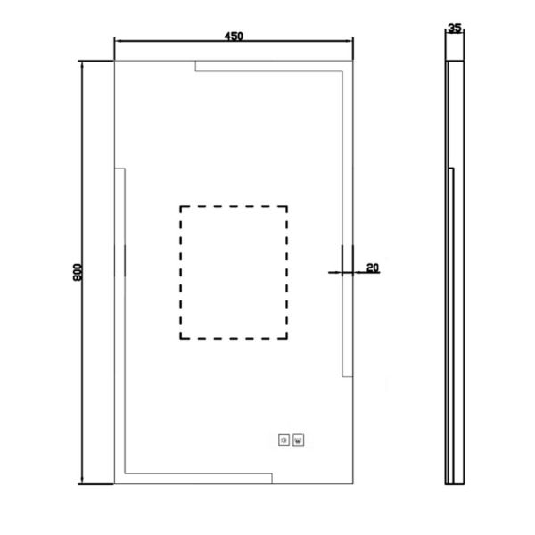JTP Glance Rectangular LED Bathroom Mirror 450 x 800mm #2