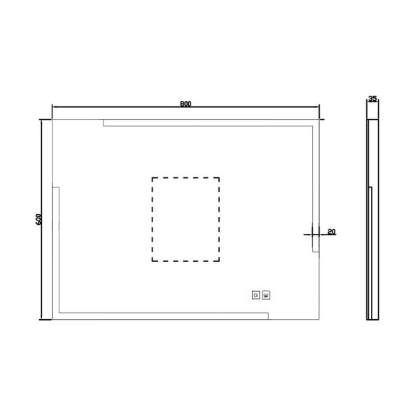 JTP Glance Rectangular LED Bathroom Mirror 800 x 600mm #2